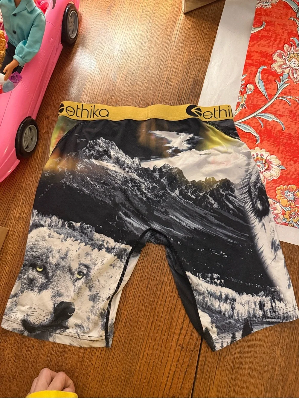 ethika Yellow & Black Wolf Graphic Boxer Briefs